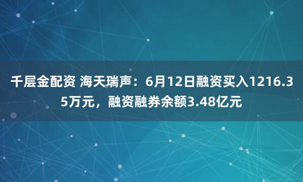 千层金配资 海天瑞声:6月12日融资买入1216.35万元,融资融券余额3.48亿元